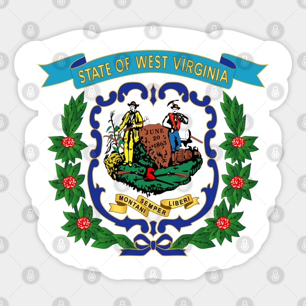 West Virginia - 1863 - Blue - Gold X 300 Sticker by twix123844
